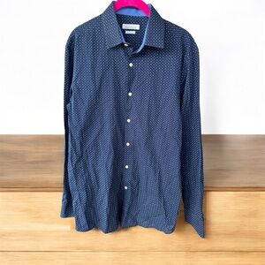 Perry Ellis Men's Navy Blue Polka Dot Shirt sz M